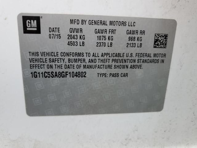 1G11C5SA8GF104802 - 2016 CHEVROLET MALIBU LIM LT 白色 照片 12