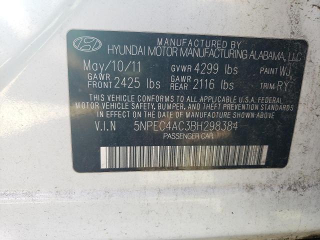 5NPEC4AC3BH298384 - 2011 HYUNDAI SONATA SE WHITE photo 12