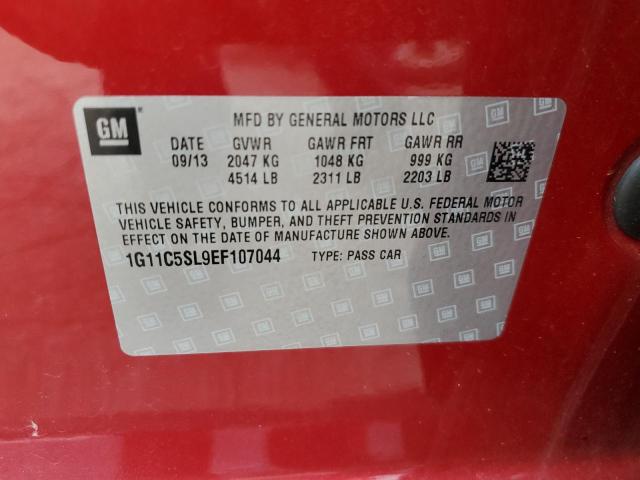 1G11C5SL9EF107044 - 2014 CHEVROLET MALIBU 1LT Қызыл фото 12