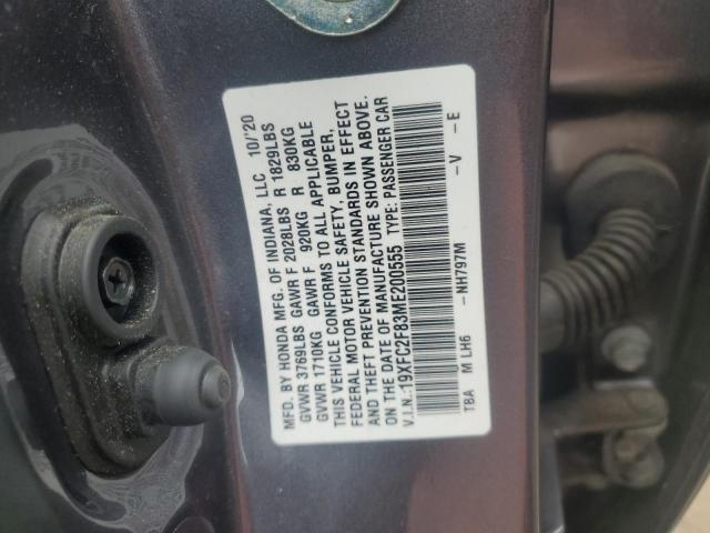 19XFC2F83ME200555 - 2021 HONDA CIVIC SPORT GRAY photo 12