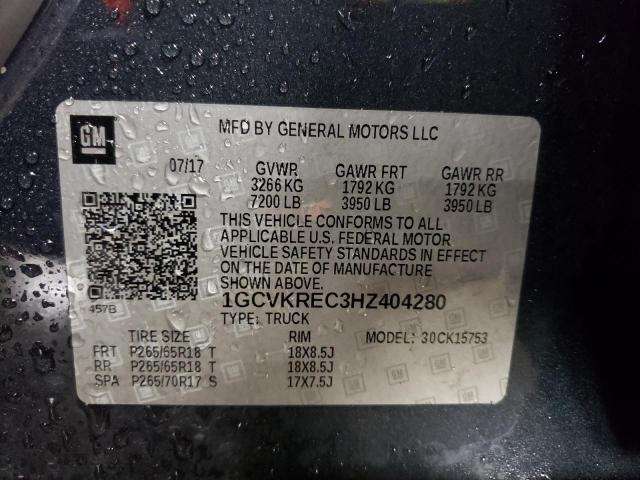 1GCVKREC3HZ404280 - 2017 CHEVROLET SILVERADO K1500 LT GRAY photo 12