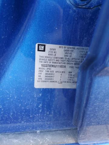 1GCGTEEN9J1116574 - 2018 CHEVROLET COLORADO ZR2 BLUE photo 12