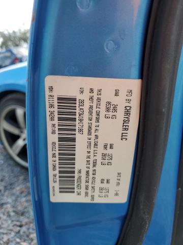 2B3LA73W18H171867 - 2008 DODGE CHARGER SRT-8 BLUE photo 12