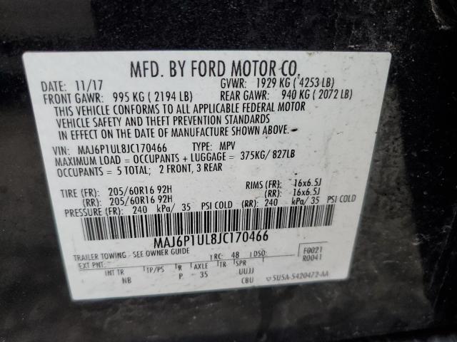 MAJ6P1UL8JC170466 - 2018 FORD ECOSPORT SE BLACK photo 12