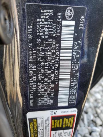 4T1BK3DB0BU409428 - 2011 TOYOTA AVALON BASE 黑色 照片 12