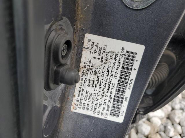 2HGFC2F89KH513970 - 2019 HONDA CIVIC SPORT 灰色 照片 12