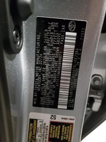 4T1T11AK0RU899671 - 2024 TOYOTA CAMRY SE NIGHT SHADE SILVER photo 12