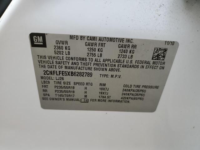 2CNFLFE5XB6282789 - 2011 CHEVROLET EQUINOX LTZ WHITE photo 12