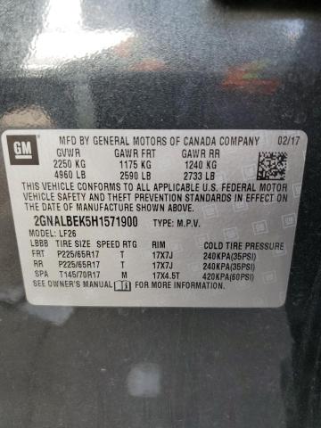 2GNALBEK5H1571900 - 2017 CHEVROLET EQUINOX LS CHARCOAL photo 13