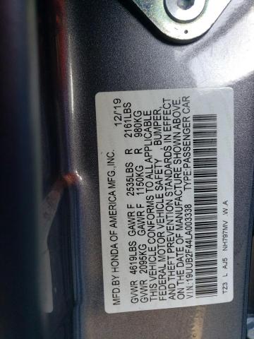 19UUB2F44LA003338 - 2020 ACURA TLX TECHNOLOGY 灰色 照片 12