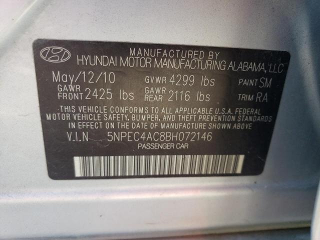 5NPEC4AC8BH072146 - 2011 HYUNDAI SONATA SE SILVER photo 12