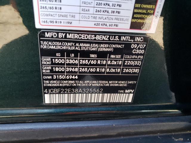 4JGBF22E38A325562 - 2008 MERCEDES-BENZ GL 320 CDI GREEN photo 13