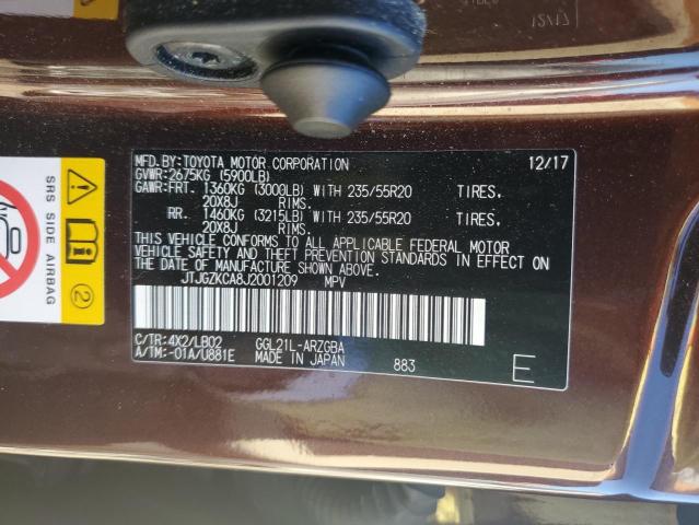 JTJGZKCA8J2001209 - 2018 LEXUS RX 350 L BROWN photo 14