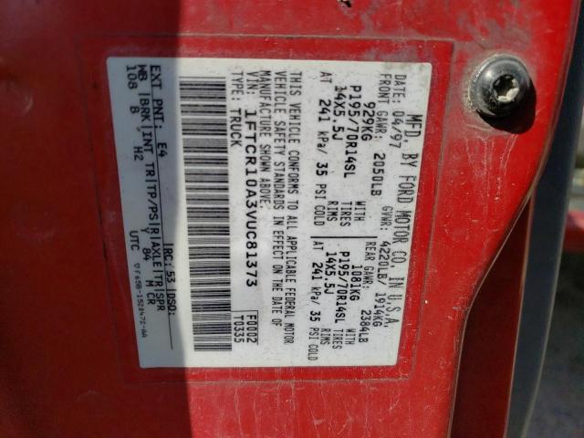 1FTCR10A3VUC81373 - 1997 FORD RANGER RED photo 12