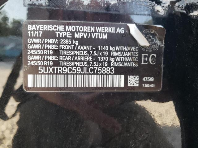 5UXTR9C59JLC75883 - 2018 BMW X3 XDRIVE30I BLACK photo 14