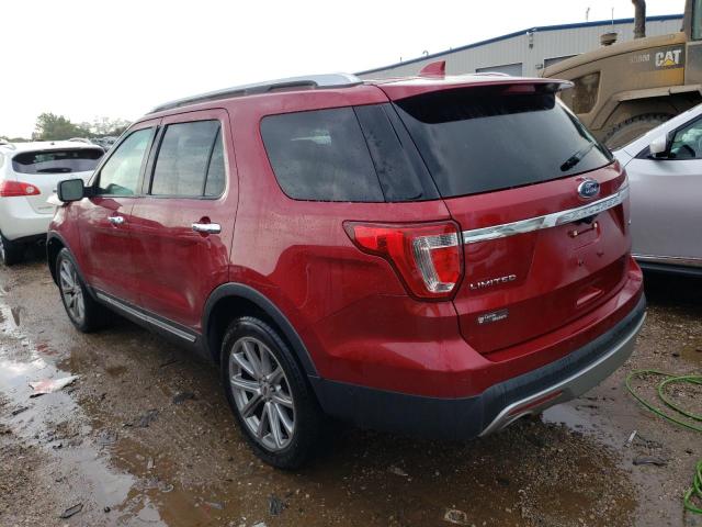 1FM5K8FH9HGB51123 - 2017 FORD EXPLORER LIMITED RED photo 2