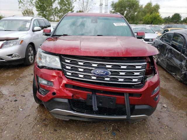 1FM5K8FH9HGB51123 - 2017 FORD EXPLORER LIMITED RED photo 5