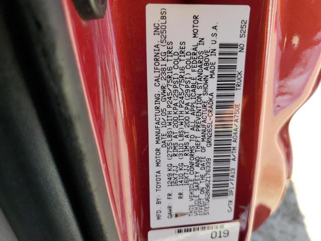 5TETU62N96Z176339 - 2006 TOYOTA TACOMA PRERUNNER ACCESS CAB RED photo 12