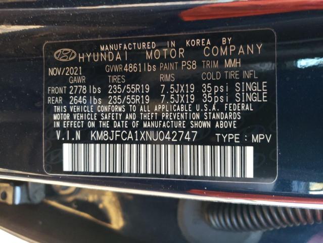 KM8JFCA1XNU042747 - 2022 HYUNDAI TUCSON SEL CONVENIENCE BLACK photo 13