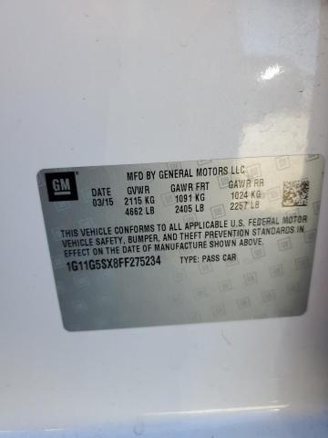 1G11G5SX8FF275234 - 2015 CHEVROLET MALIBU LTZ თეთრი ფოტო 12