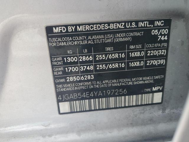 4JGAB54E4YA197256 - 2000 MERCEDES-BENZ ML 320 WHITE photo 13