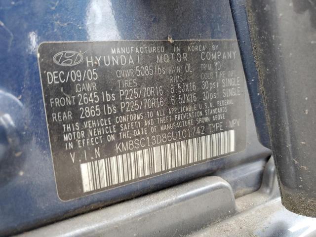 KM8SC13D86U101742 - 2006 HYUNDAI SANTA FE GLS BLUE photo 13