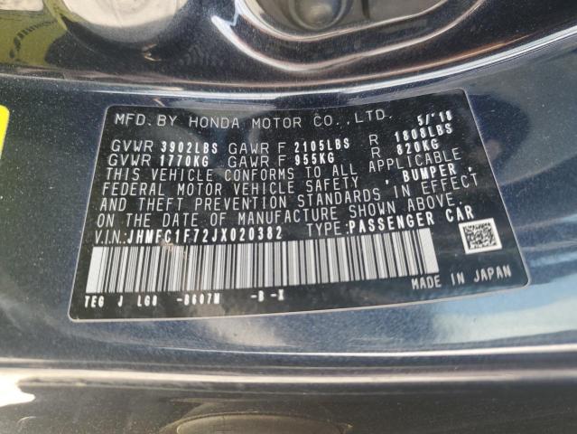 JHMFC1F72JX020382 - 2018 HONDA CIVIC EXL ლურჯი ფოტო 13