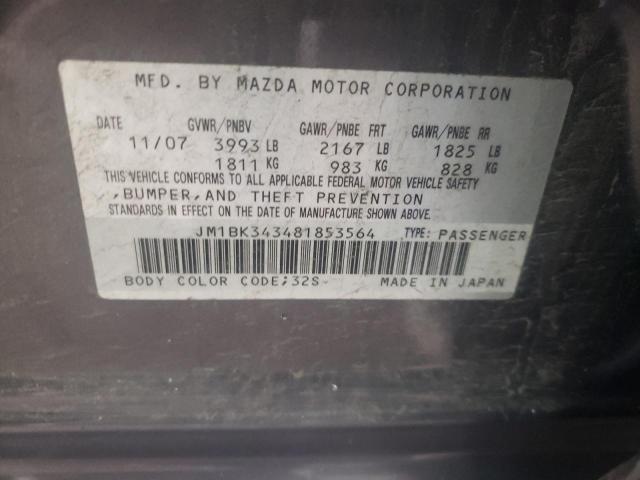 JM1BK343481853564 - 2008 MAZDA 3 HATCHBACK GRAY photo 12