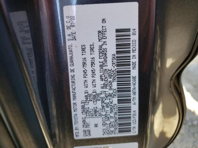 3TYRX5GN6NT061539 - 2022 TOYOTA TACOMA ACCESS CAB გრაფიტი ფოტო 12