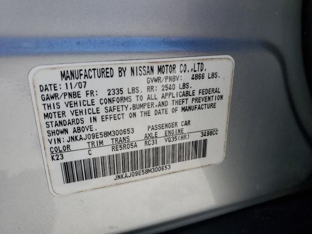 JNKAJ09E58M300653 - 2008 INFINITI EX35 BASE SILVER photo 13
