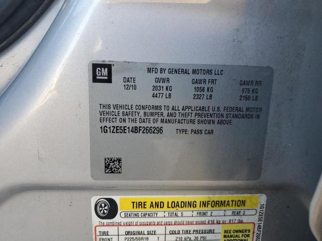 1G1ZE5E14BF266296 - 2011 CHEVROLET MALIBU LTZ ვერცხლისფერი ფოტო 12