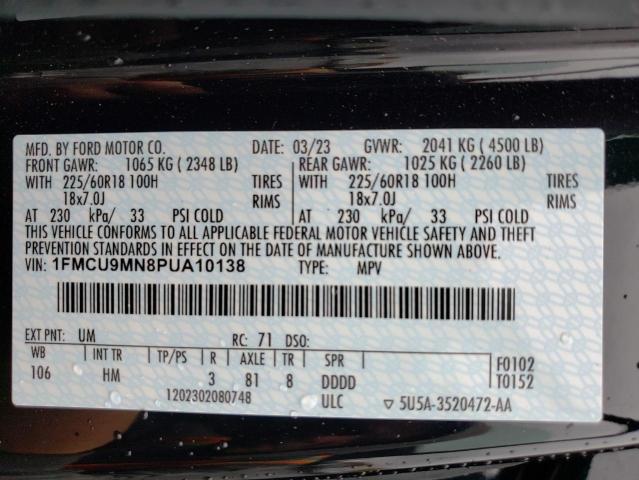 1FMCU9MN8PUA10138 - 2023 FORD ESCAPE ST LINE BLACK photo 14