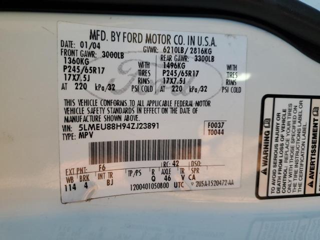 5LMEU88H94ZJ23891 - 2004 LINCOLN AVIATOR 白色 照片 13