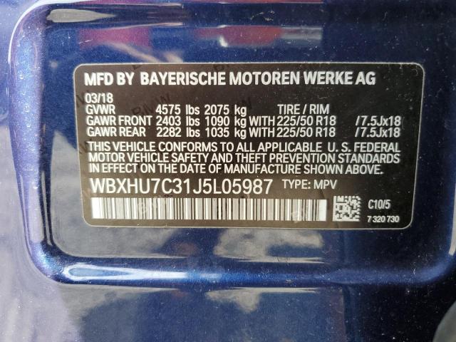 WBXHU7C31J5L05987 - 2018 BMW X1 SDRIVE28I BLUE photo 12