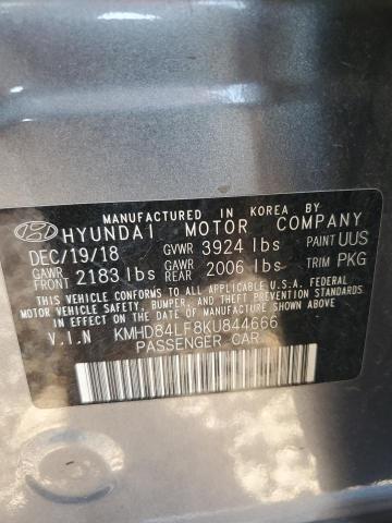 KMHD84LF8KU844666 - 2019 HYUNDAI ELANTRA SEL GRAY photo 12