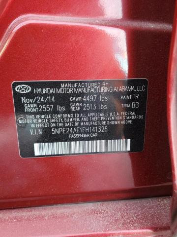 5NPE24AF1FH141326 - 2015 HYUNDAI SONATA SE RED photo 12