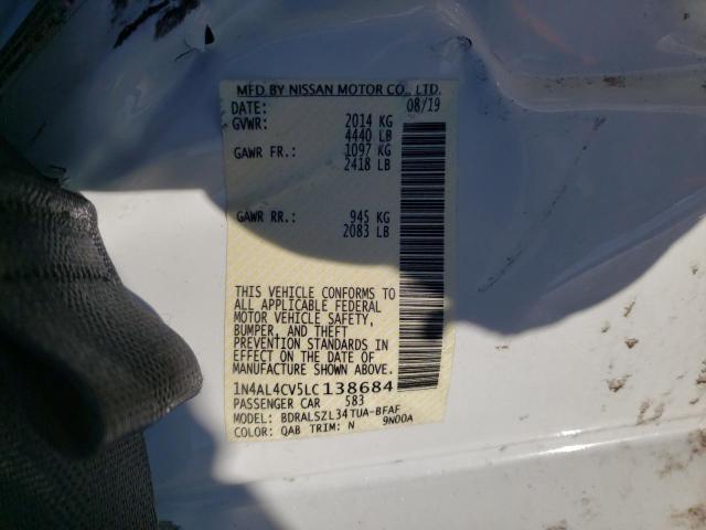 1N4AL4CV5LC138684 - 2020 NISSAN ALTIMA WHITE photo 13