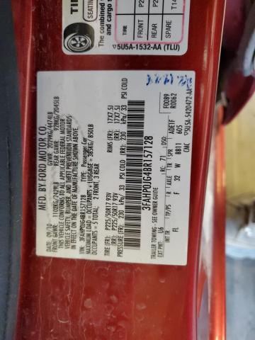 3FAHP0JG4BR157128 - 2011 FORD FUSION SEL RED photo 12