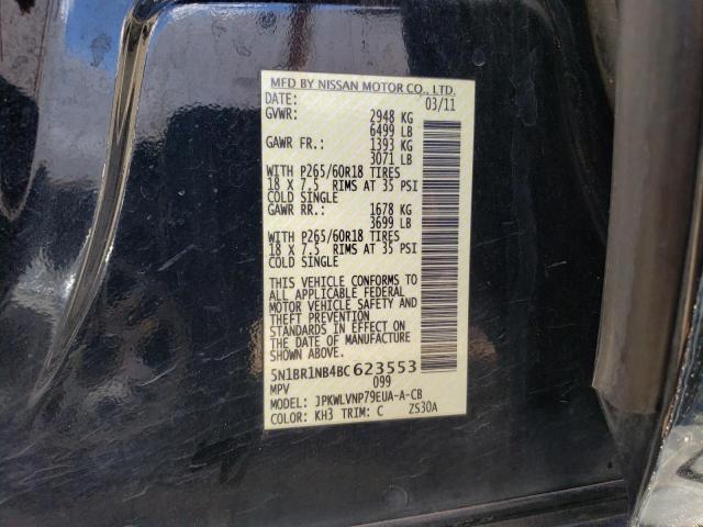 5N1BR1NB4BC623553 - 2011 NISSAN PATHFINDER LE 黑色 照片 12