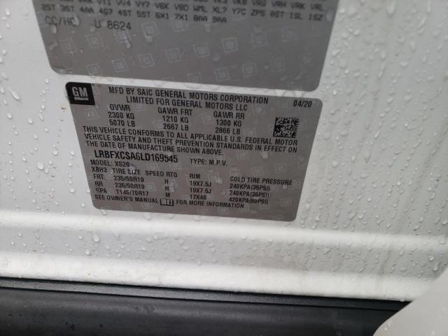 LRBFXCSA6LD169545 - 2020 BUICK ENVISION ESSENCE თეთრი ფოტო 12