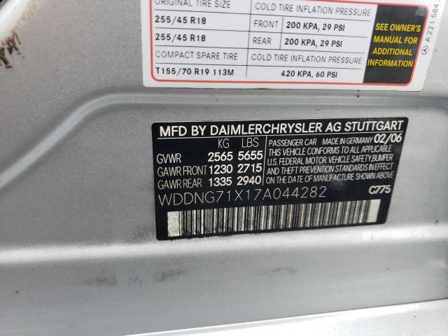 WDDNG71X17A044282 - 2007 MERCEDES-BENZ S 550 SILVER photo 13