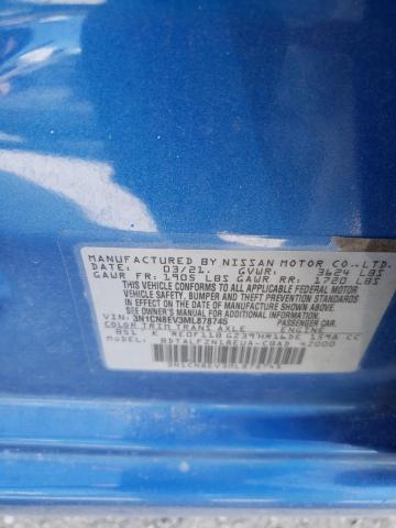 3N1CN8EV3ML878745 - 2021 NISSAN VERSA SV BLUE photo 12