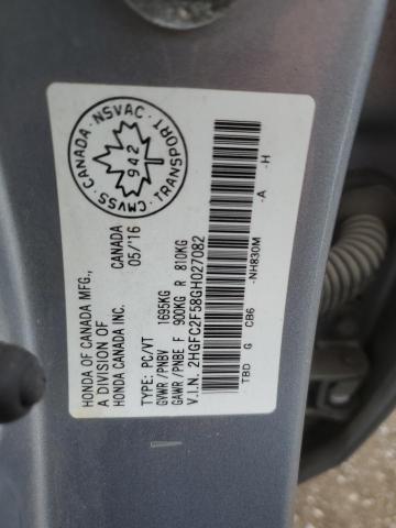 2HGFC2F58GH027082 - 2016 HONDA CIVIC LX SILVER photo 13