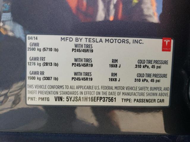 5YJSA1H16EFP37561 - 2014 TESLA MODEL S Մոխրագույն լուսանկար 12