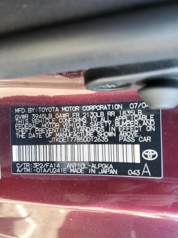 JTKDE177850012635 - 2005 TOYOTA SCION TC 栗色 照片 12