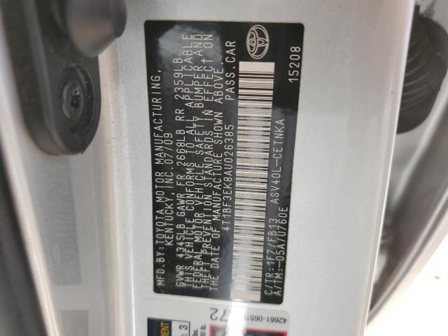 4T1BF3EK8AU026385 - 2010 TOYOTA CAMRY BASE SILVER photo 12