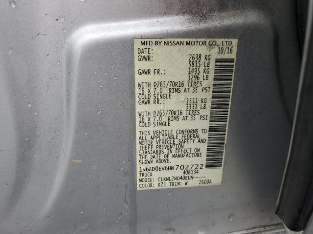 1N6AD0EV6HN702722 - 2017 NISSAN FRONTIER S GRAY photo 12