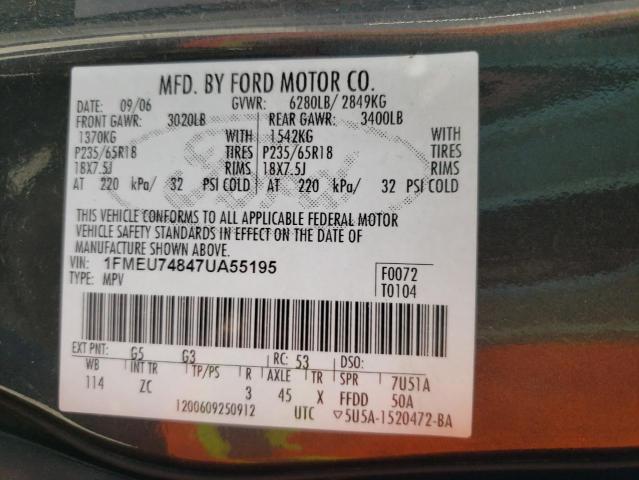 1FMEU74847UA55195 - 2007 FORD EXPLORER EDDIE BAUER GRAY photo 13