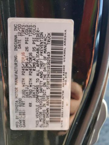 5TBRT34191S162543 - 2001 TOYOTA TUNDRA ACCESS CAB Noir photo 10