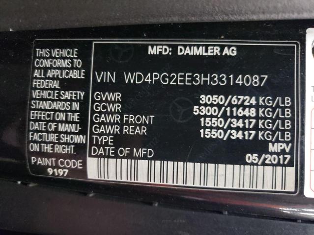 WD4PG2EE3H3314087 - 2017 MERCEDES-BENZ METRIS BLACK photo 13